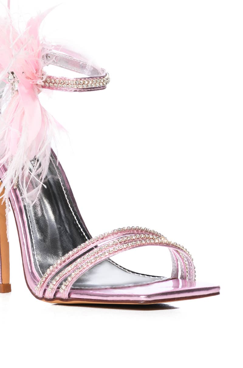 Candace Feather Crystal Stiletto Sandal (Pink)