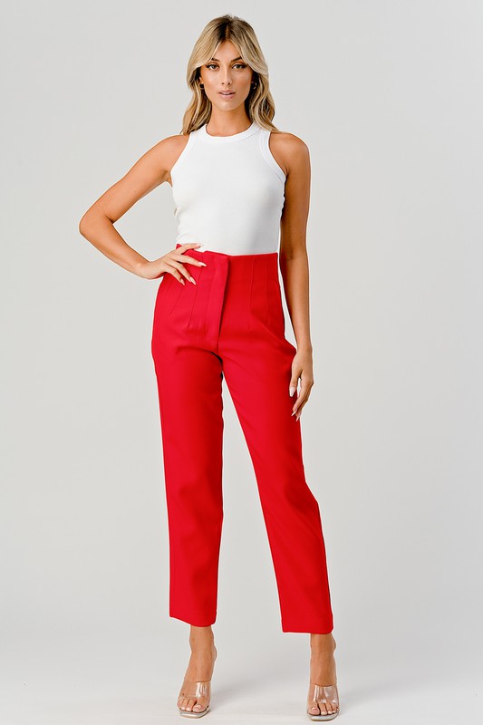 Vivian Darted Trousers (Red)
