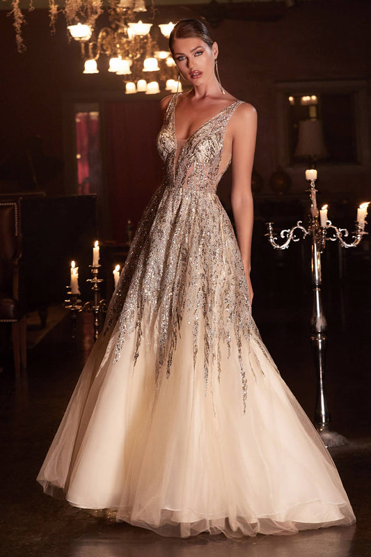 Bethany Shimmer Ball Gown (Champagne)