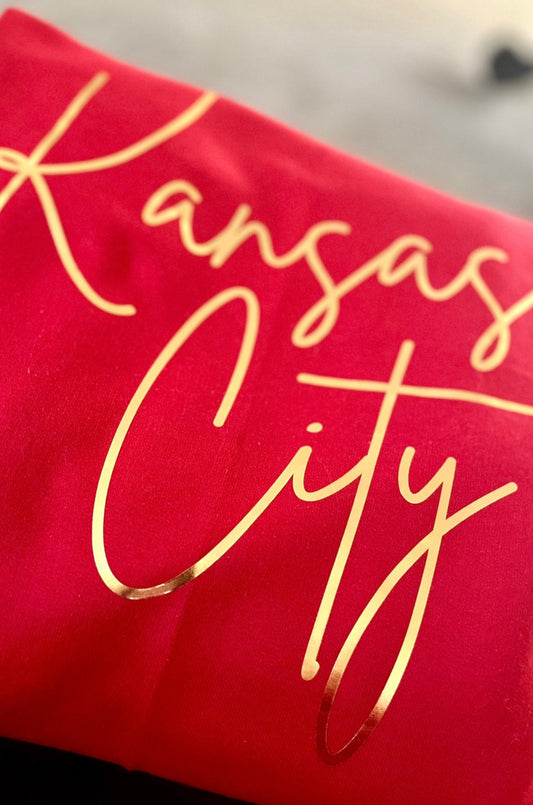 Kansas City Script Crewneck Sweatshirt (Gold Foil)