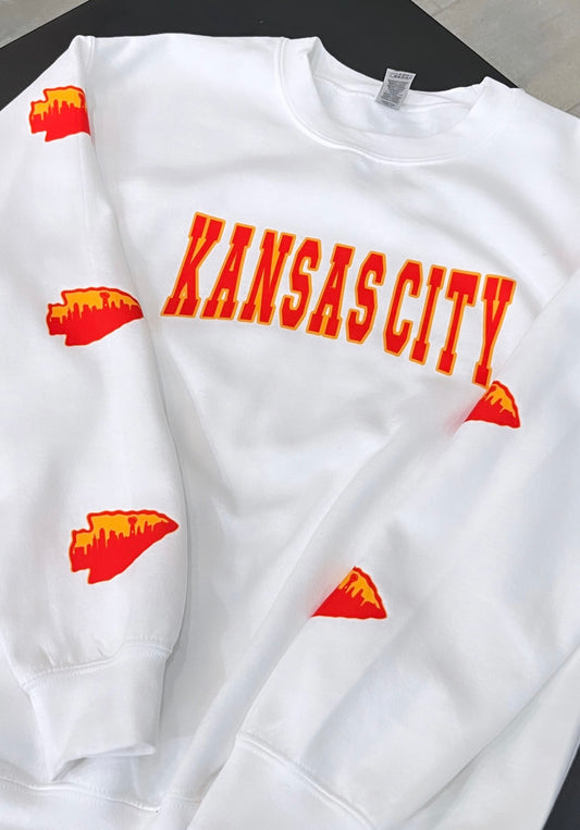 Kansas City Arrowhead Crewneck Sweater (White)