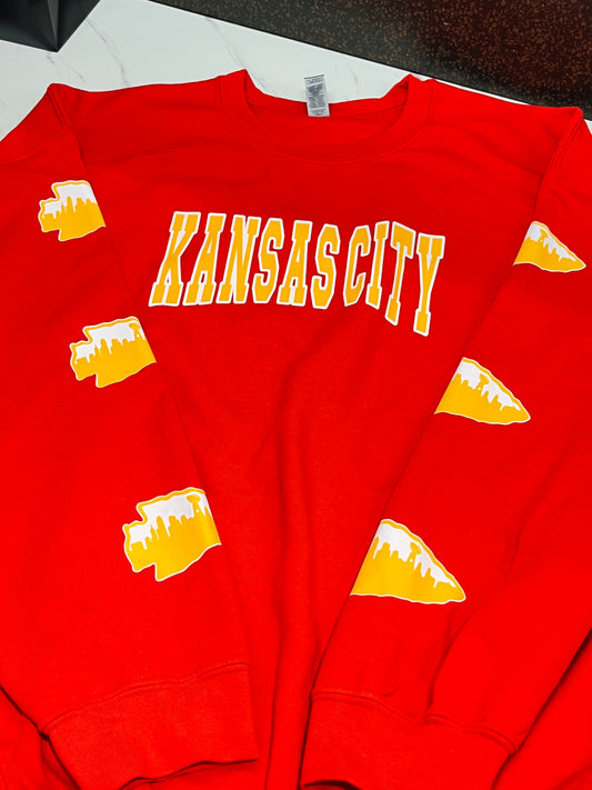 Kansas City Arrowhead Crewneck Sweater (Red)