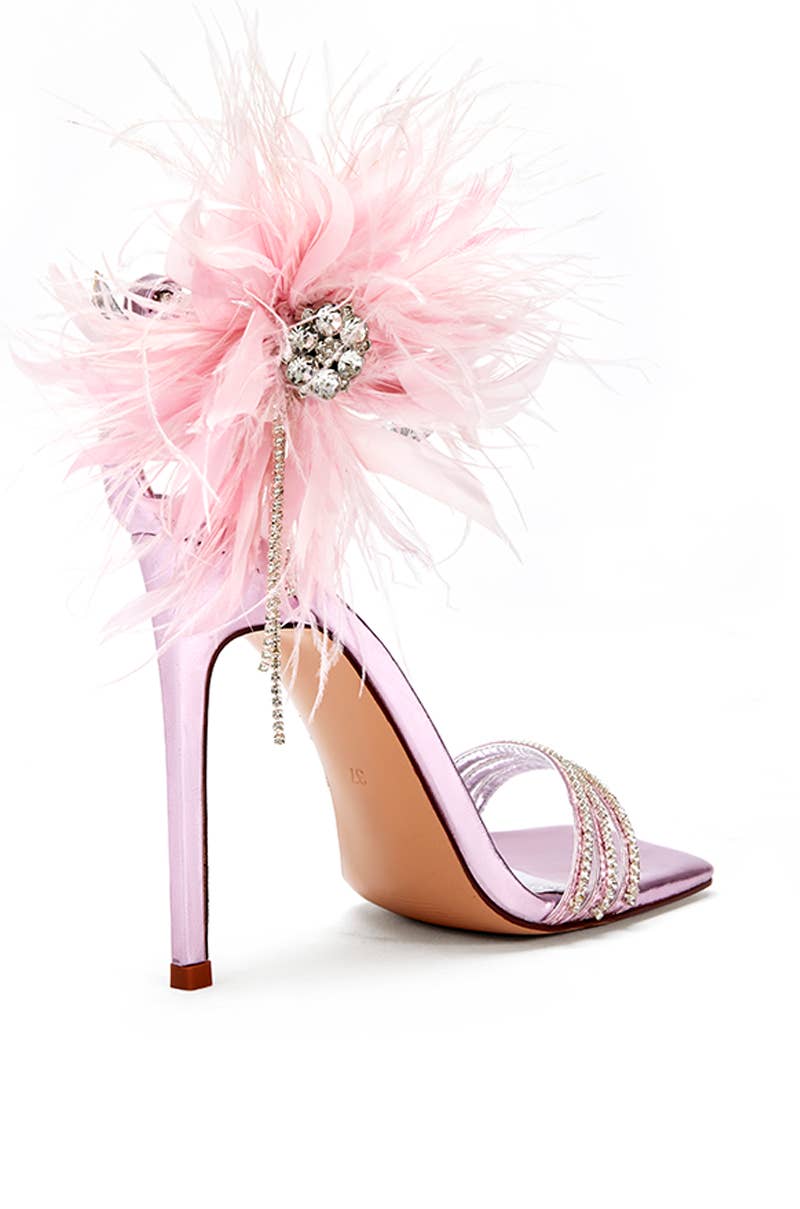 Candace Feather Crystal Stiletto Sandal (Pink)