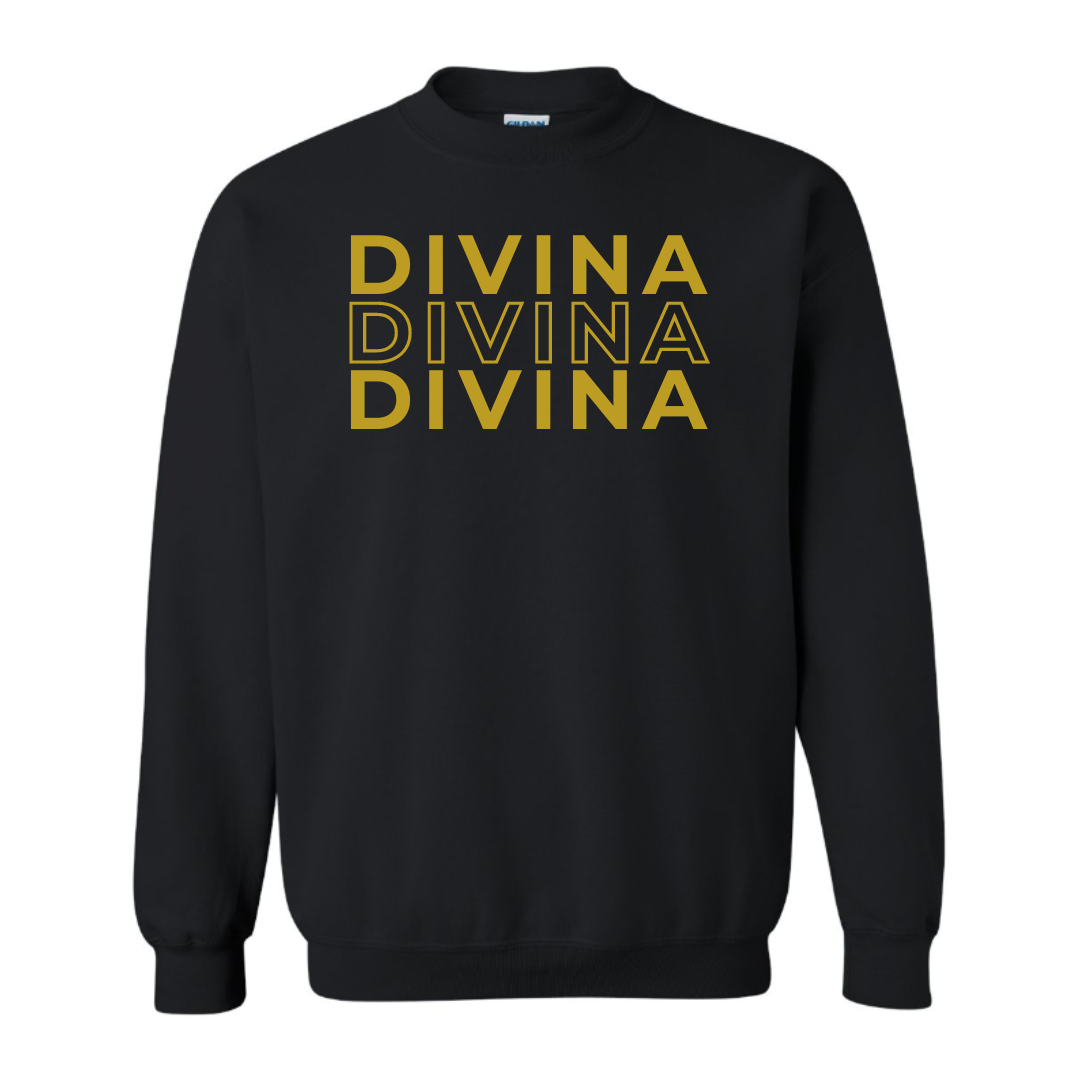 Divina Stacked Lettering Crewneck Sweatshirt (Black)